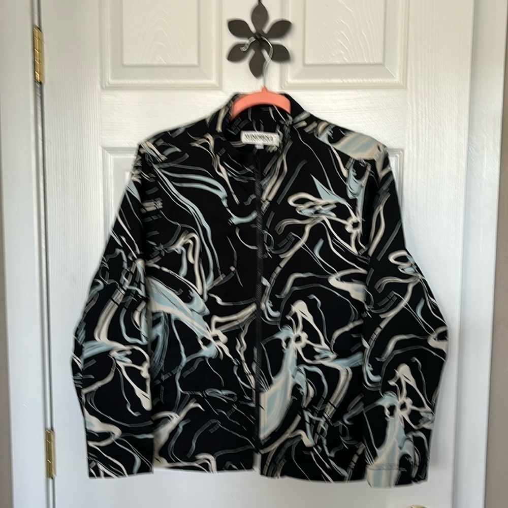 Windridge Cheryl Nash Black and Blue Cotton Jacket Womens  XL